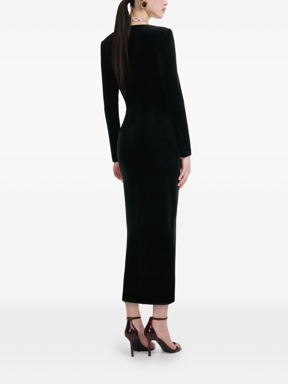 velvet midi dress - 2