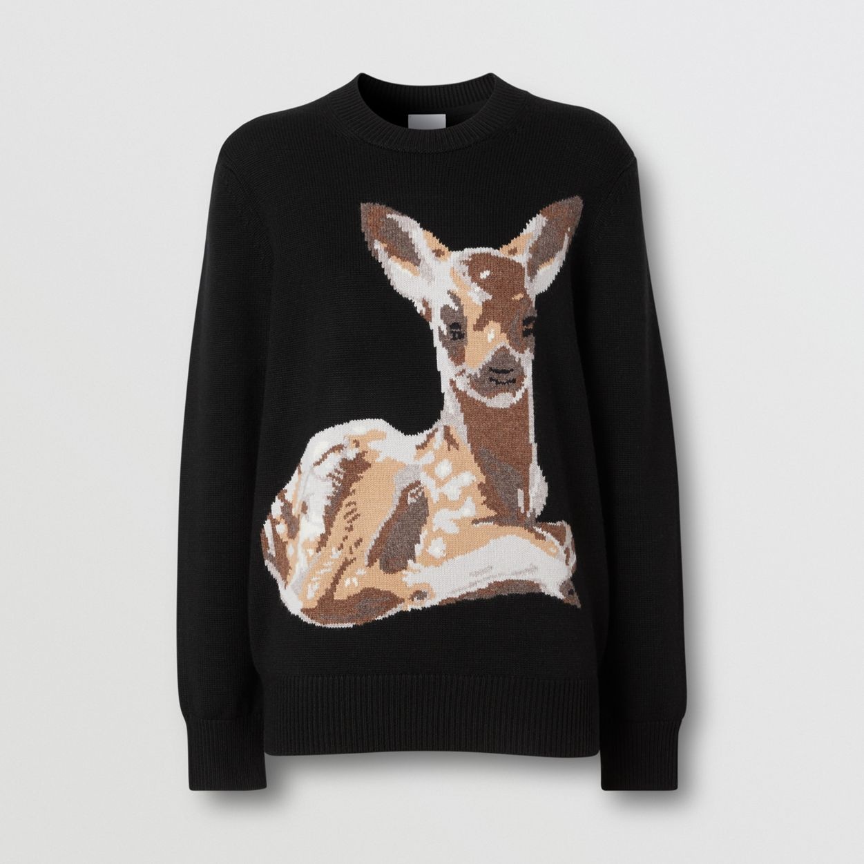 Deer Intarsia Wool Sweater - 1