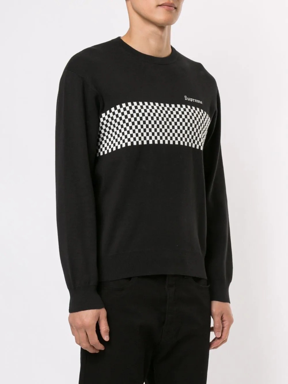 checkered panel sweatshirt - 3