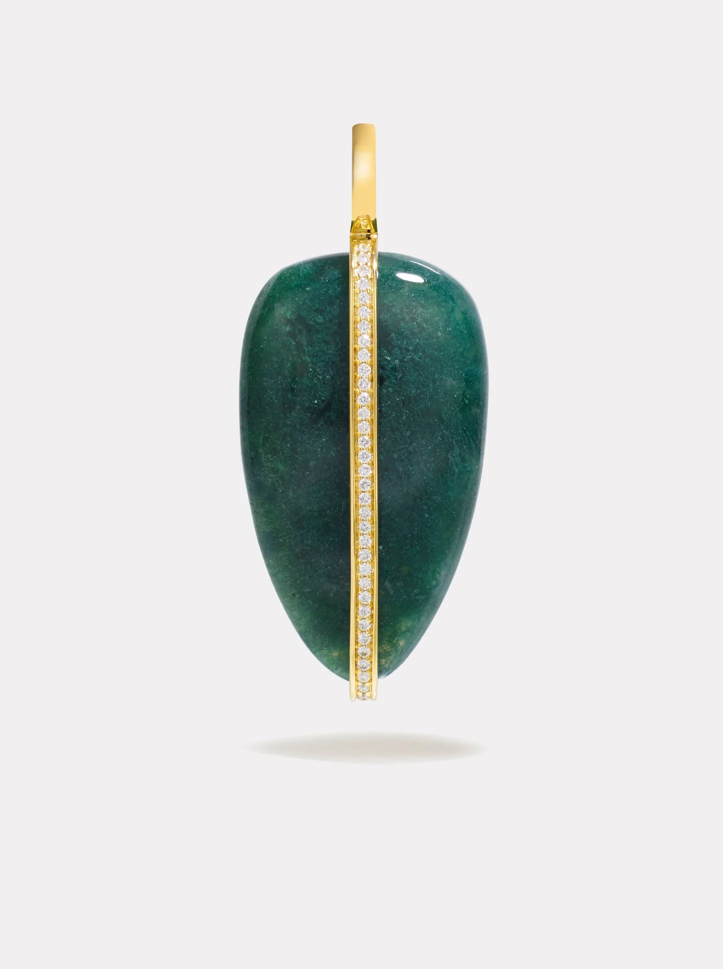 Large Diamond Pebble Pendant | Moss Agate - 1