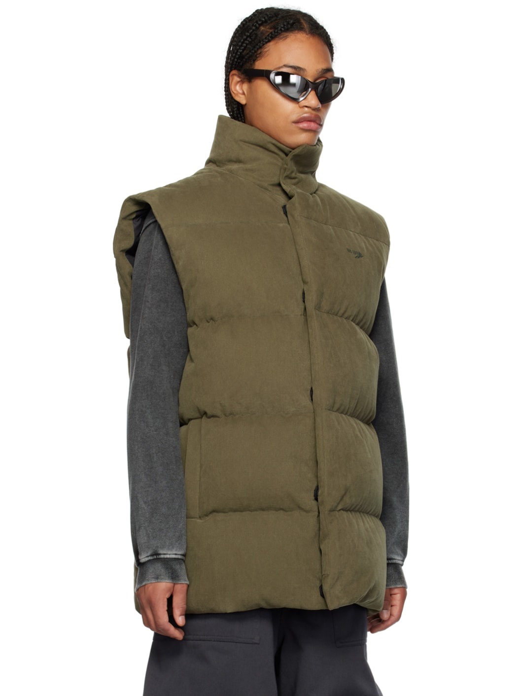 Khaki Quilted Down Vest - 2