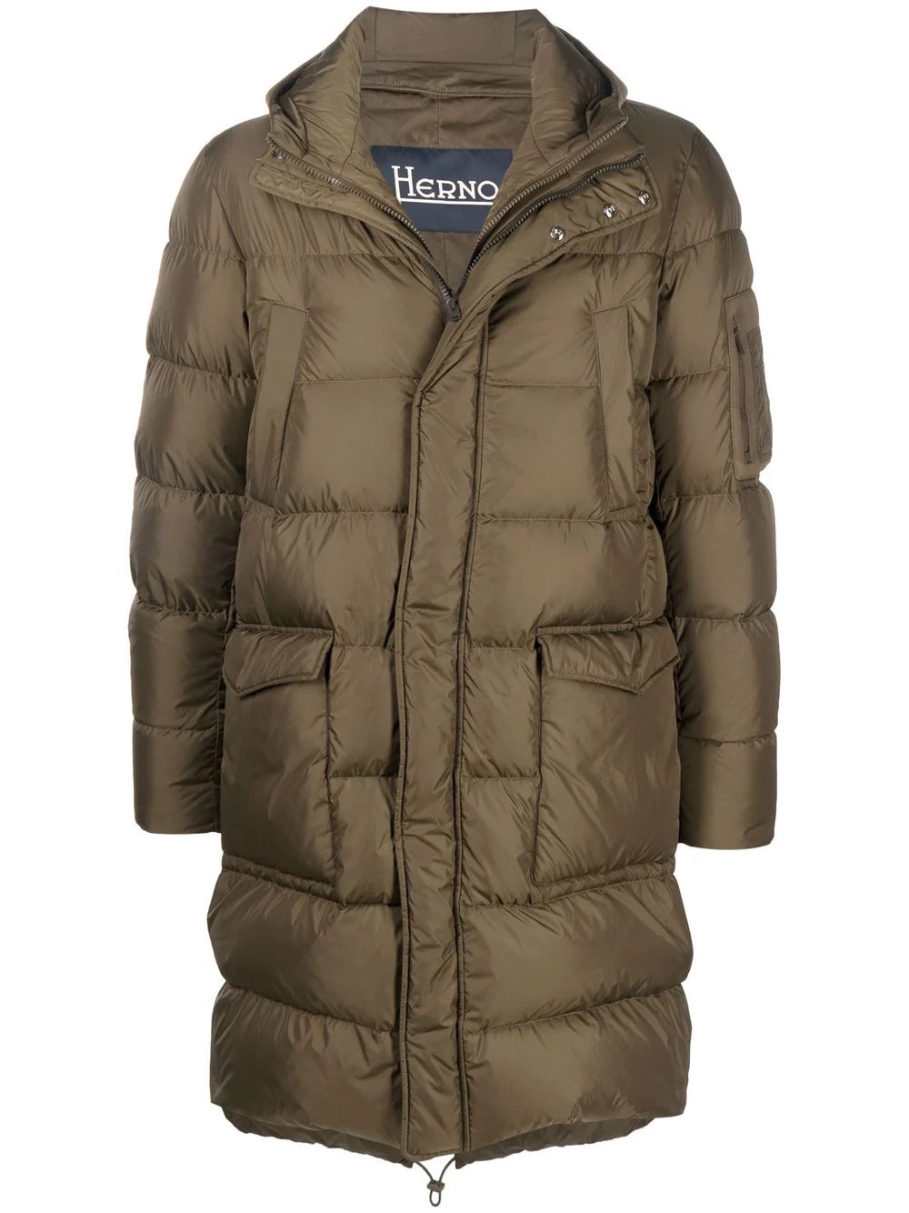 flap-pockets hooded padded coat - 1