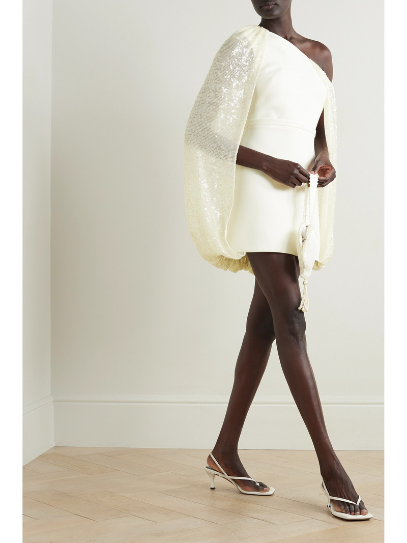 Safiyaa Janie One-shoulder Crepe And Sequined Tulle Mini Dress outlook