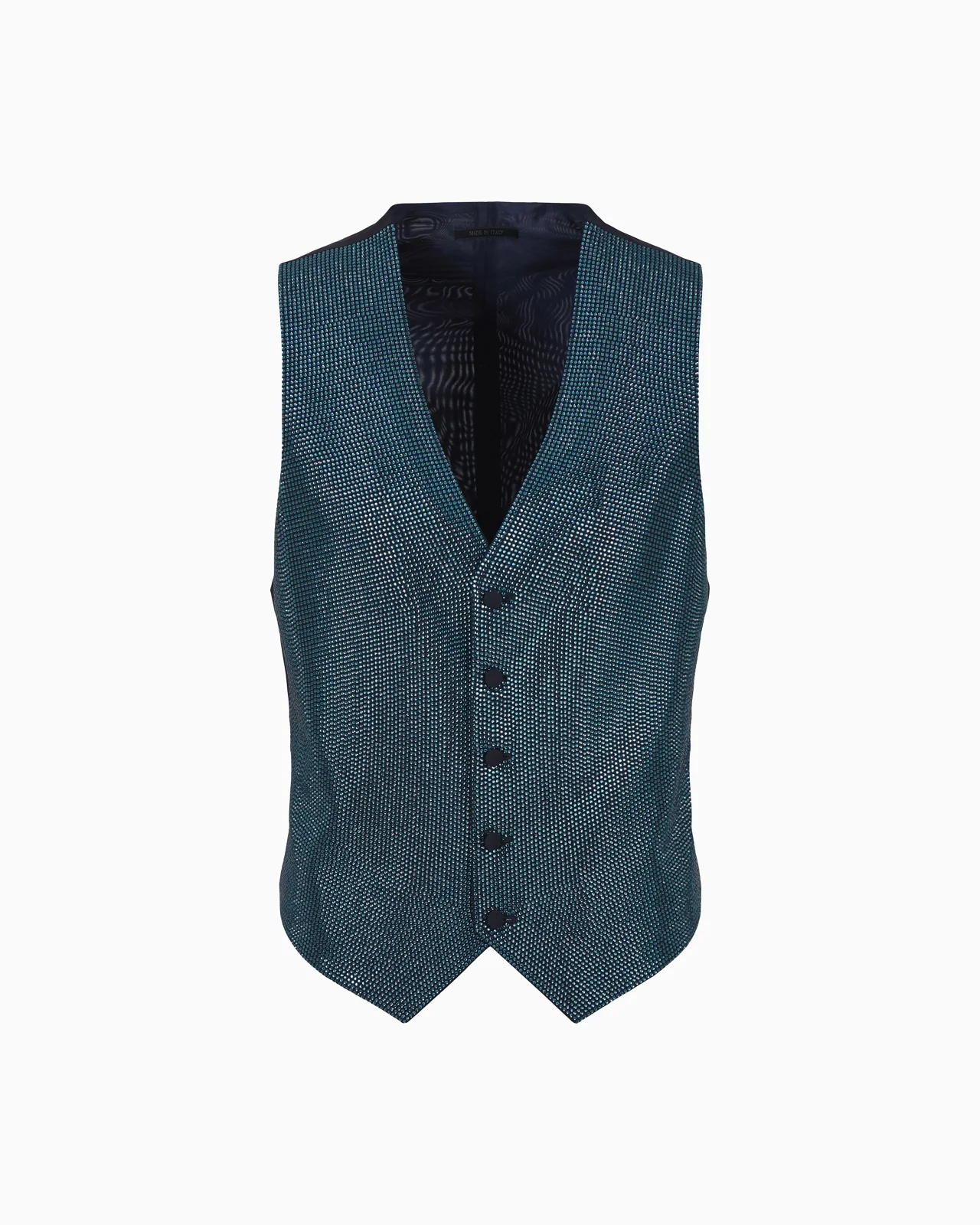Single-breasted wool-crêpe waistcoat with rhinestone embroidery - 1