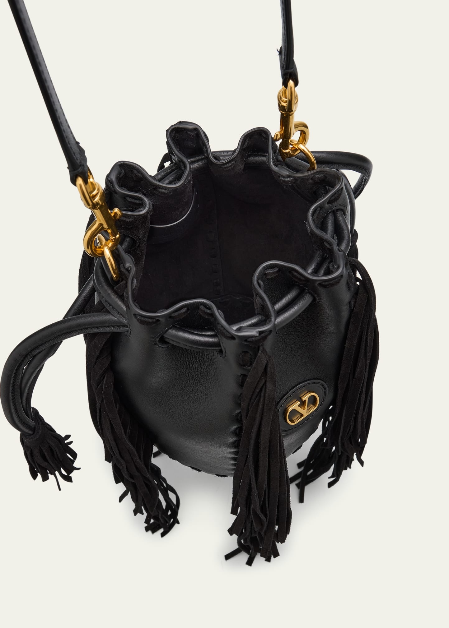 Nellcote Small Fringe Leather Bucket Bag - 4