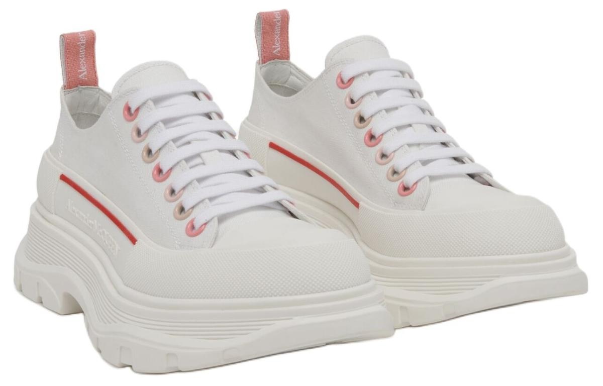 (WMNS) Alexander McQueen Tread Slick 45mm Lace Up Sneakers 'White Pink' 697072W4MV28763 - 2