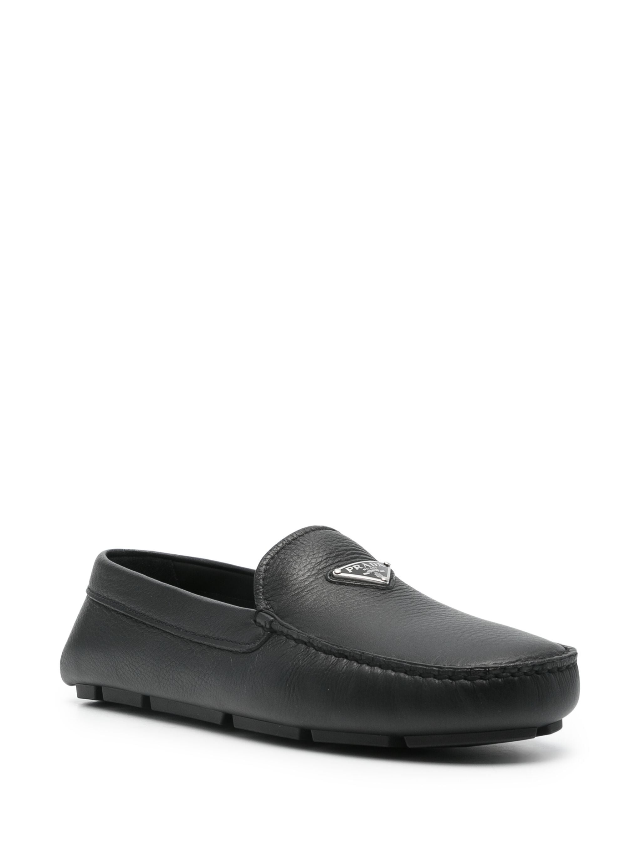 Triangle-logo Leather Loafers - 3