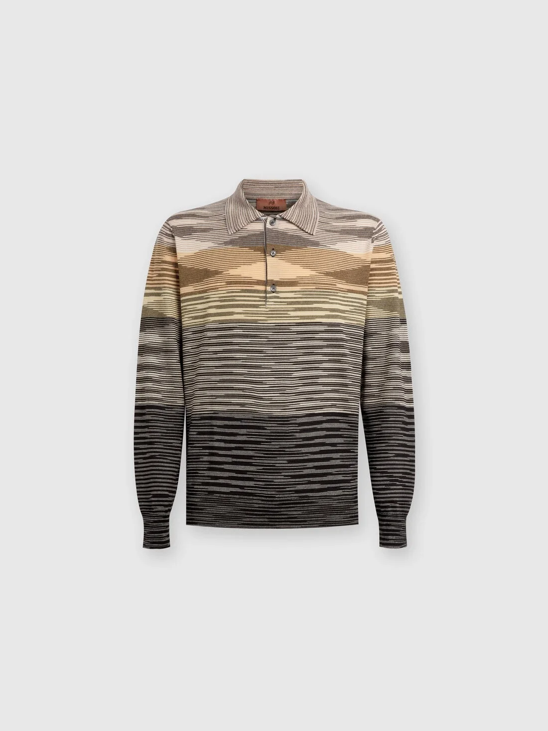 Long-sleeved polo shirt in slub wool - 1