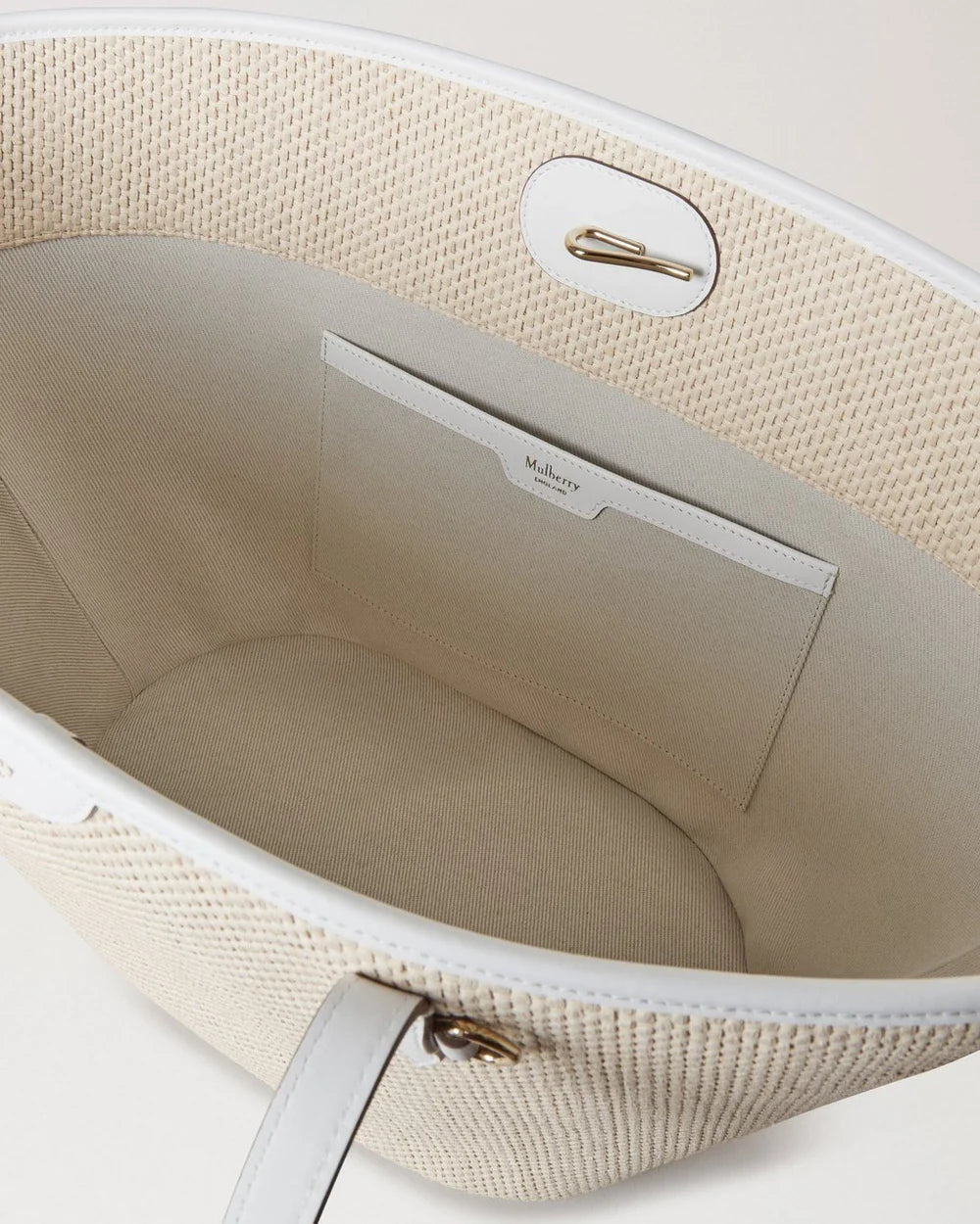 Basket Tote White Raffia - 5