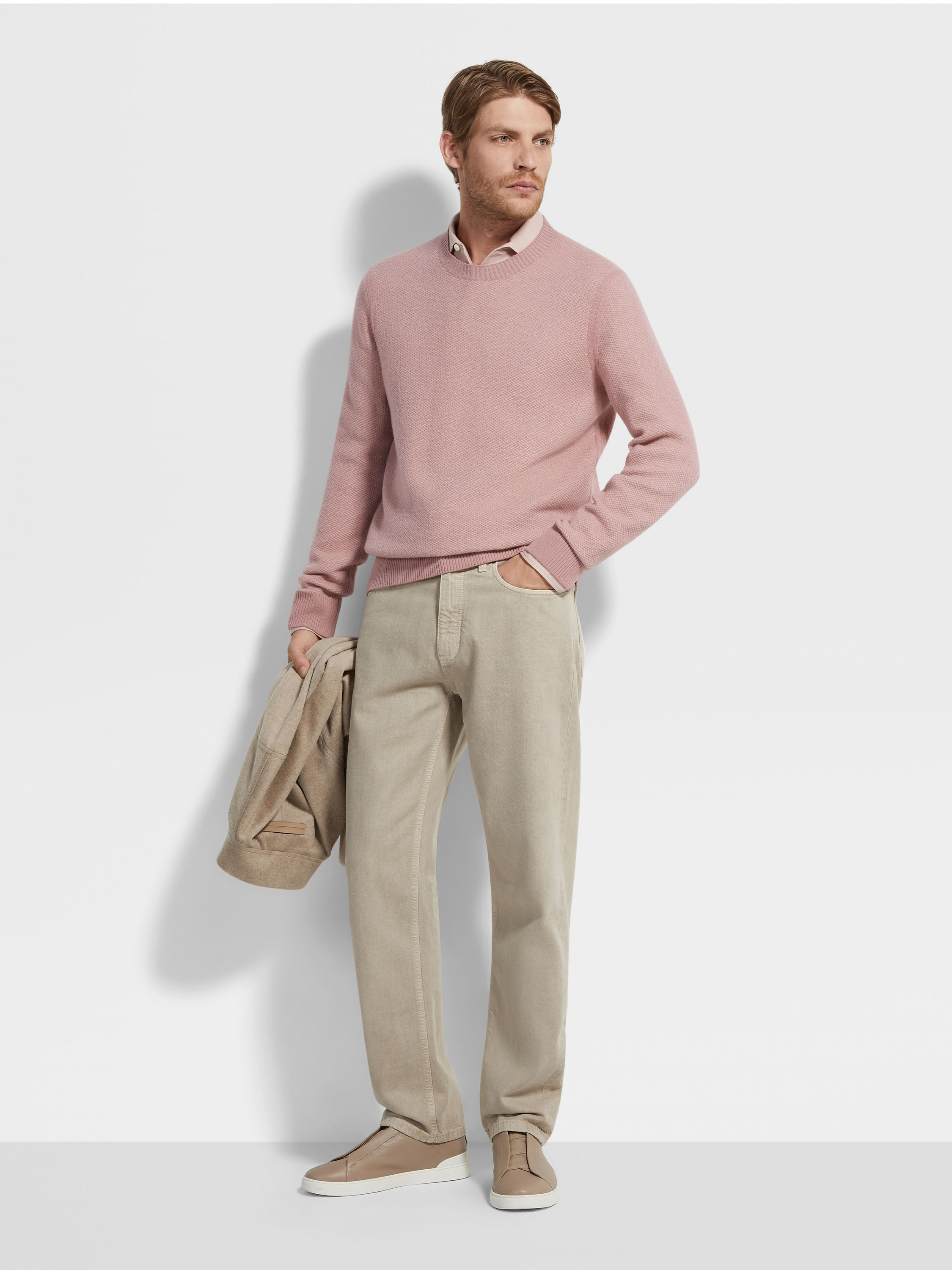 DUST PINK OASI CASHMERE CREWNECK - 3