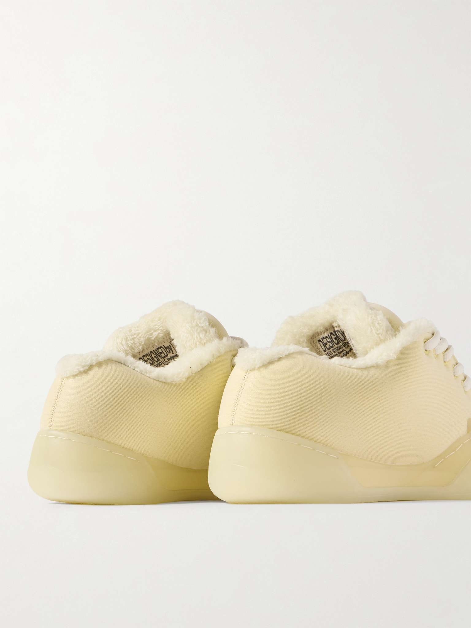 Vamp Faux Shearling-Lined Jersey Sneakers - 5