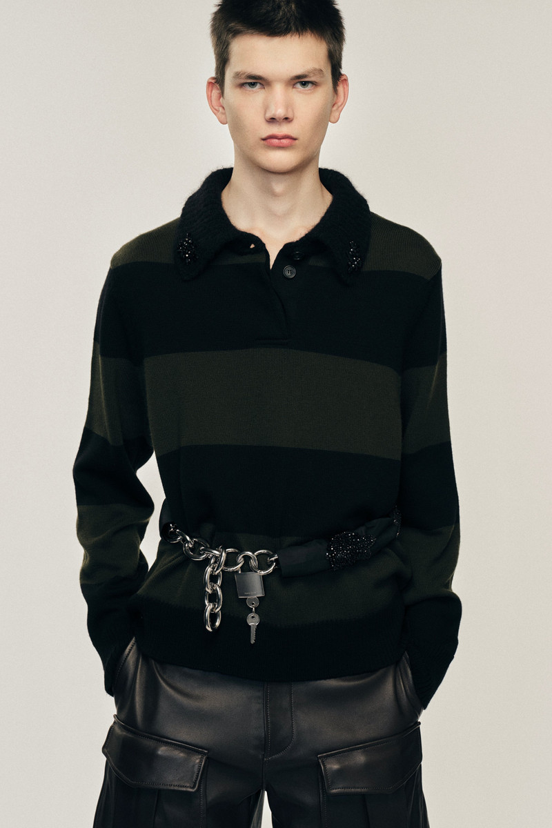 Embellished Fuzzy Collar Rugby Jumper 1
