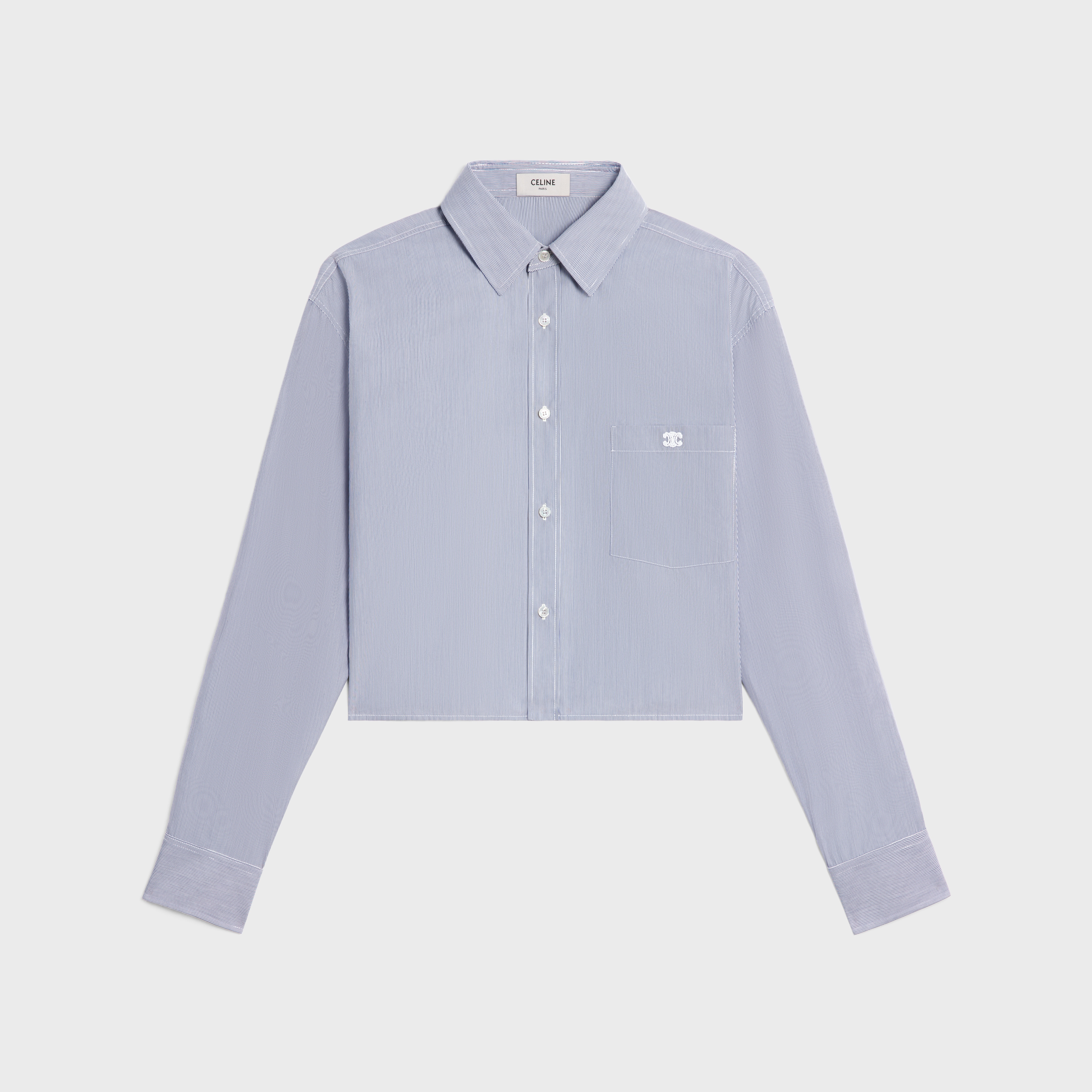 cropped shirt in striped cotton and silk - 1
