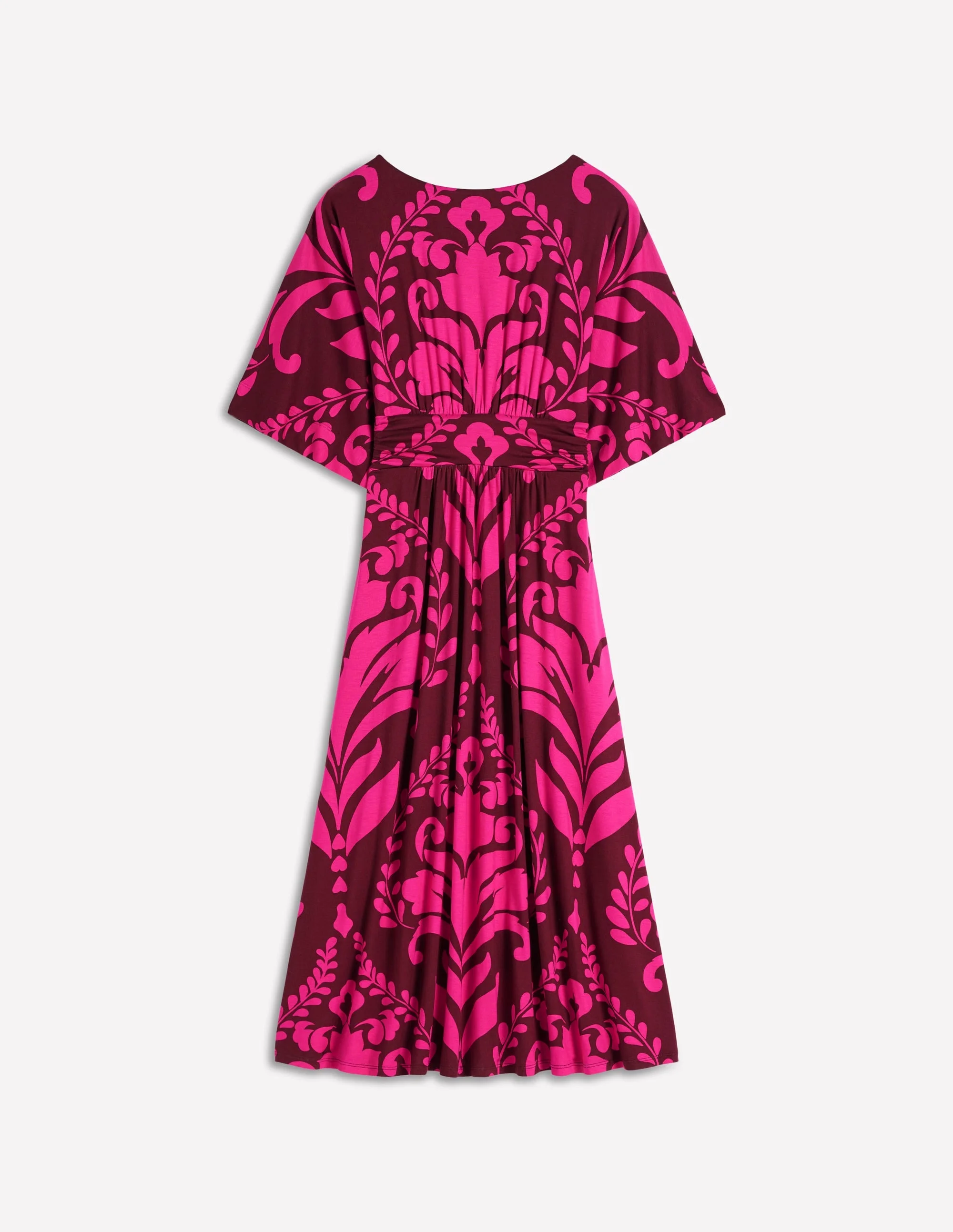 Imelda Kimono Jersey Dress-Pink Peony, Decorative Lattice - 1