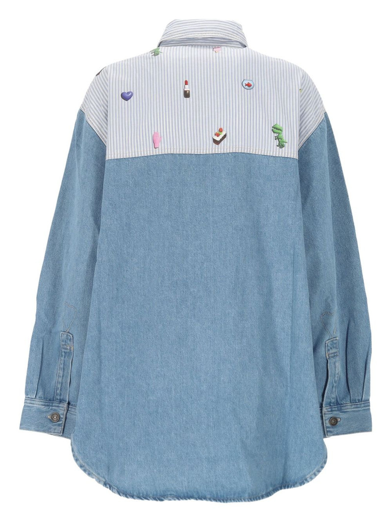 FIORUCCI Charm-print denim panelled shirt outlook