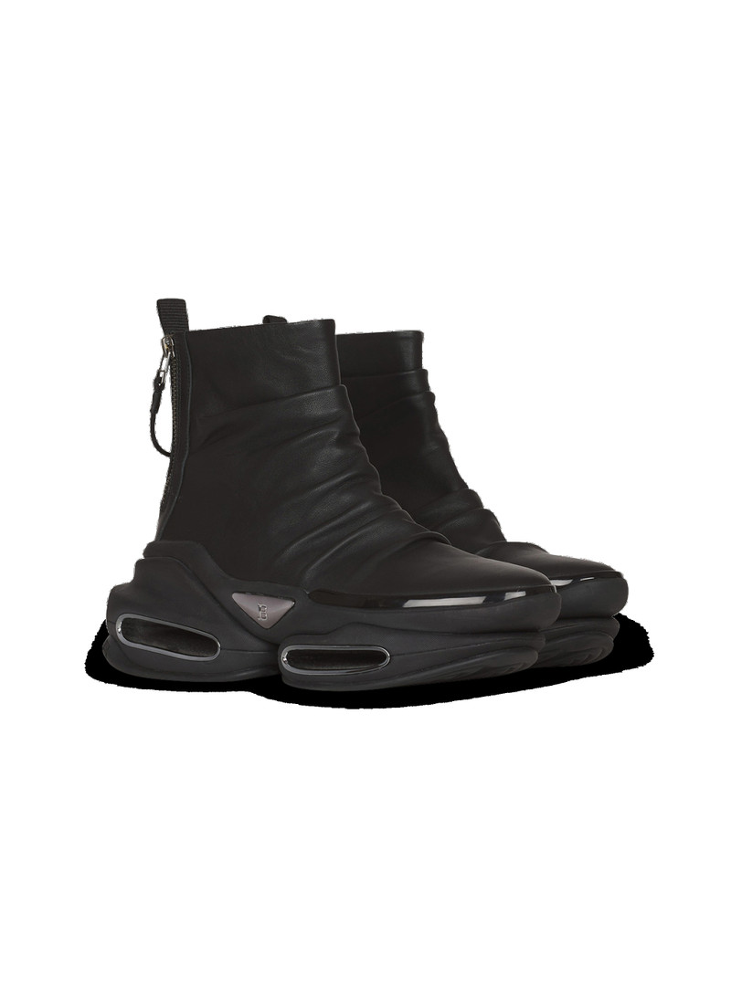 Balmain Draped leather B-Bold high-top sneakers outlook