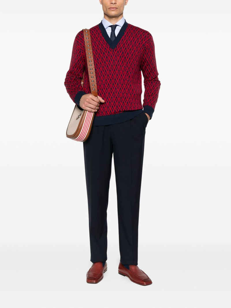 Valentino geometric-pattern V-neck sweater outlook