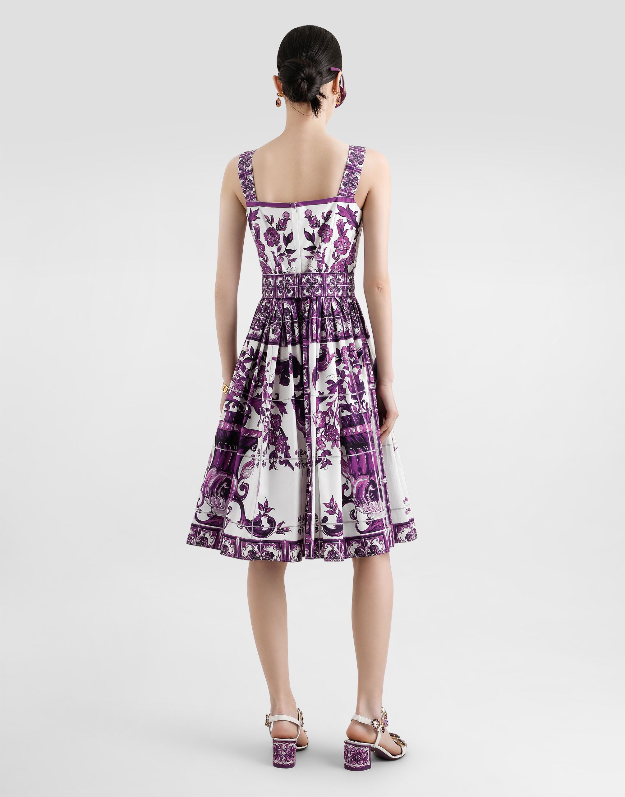 Majolica-print poplin dress - 3