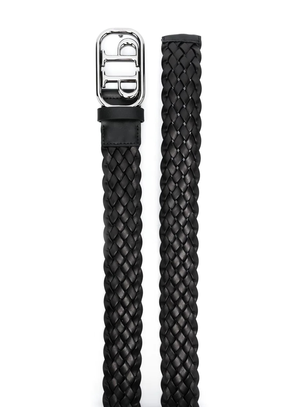 logo buckle braided belt - 2