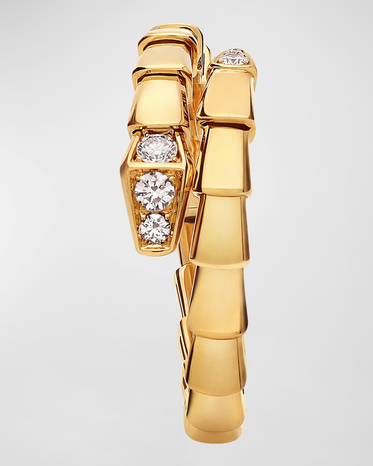 18K Yellow Gold Serpenti Viper Diamond Tip Ring - 3