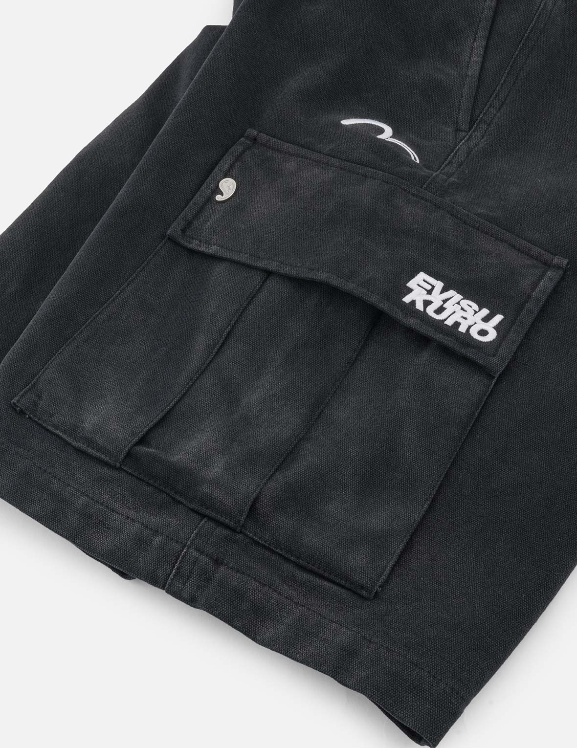 Pigment Dye Wash Seagull Embroidery Relax Fit Shorts - 9