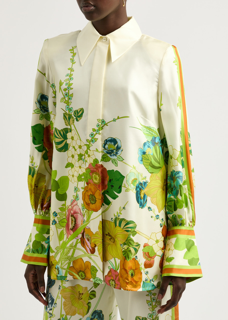 Constance floral-print silk-satin shirt - 2