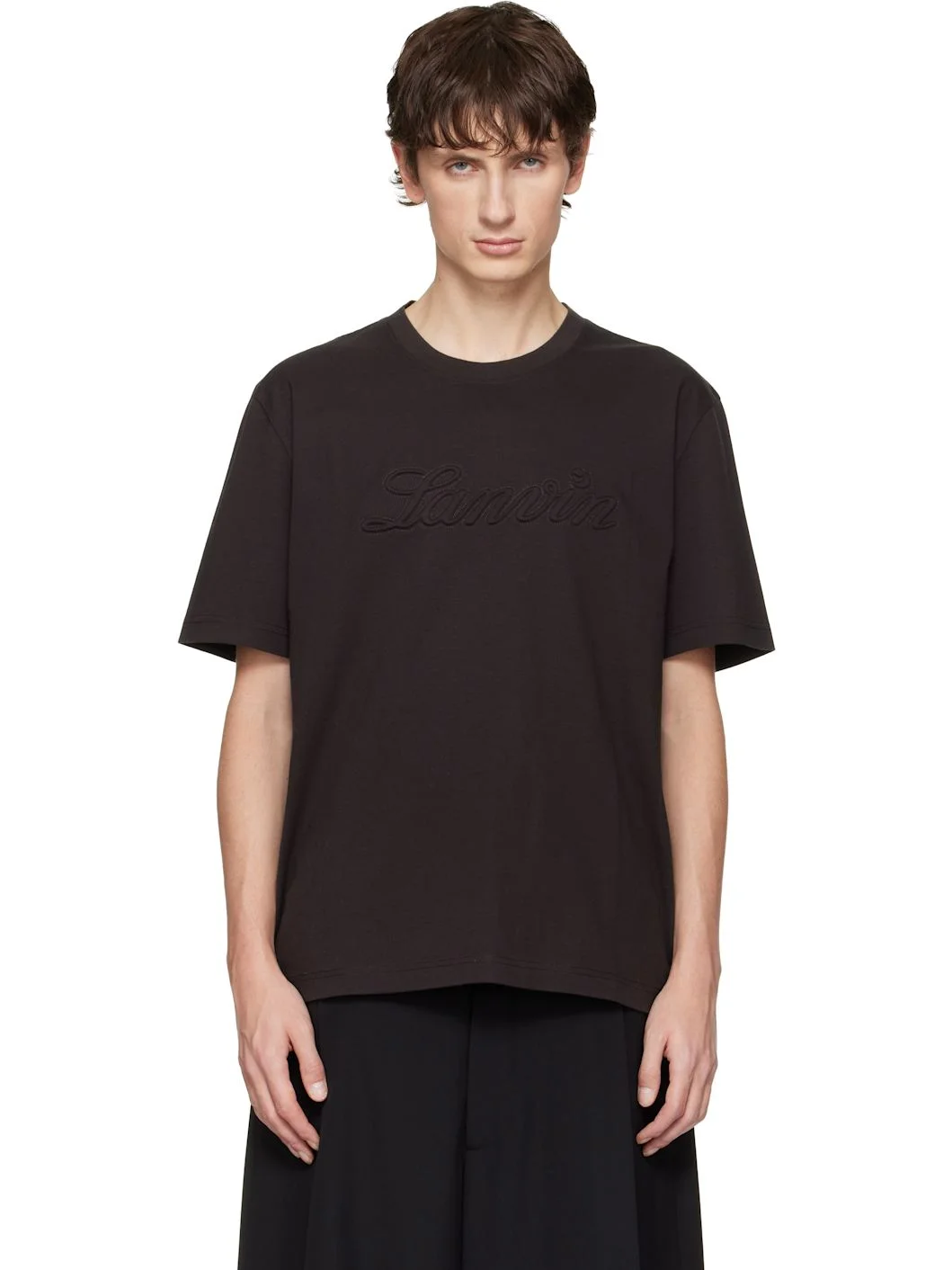 Brown Debossed Script Logo T-shirt - 1