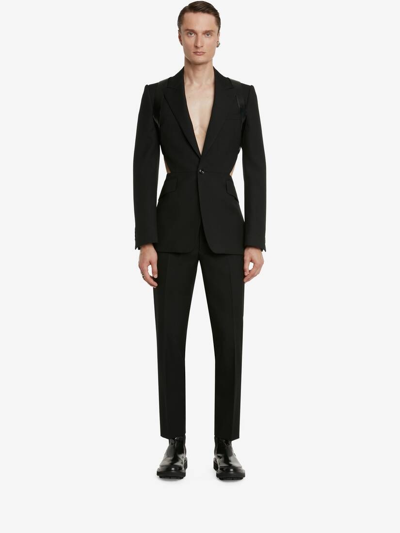 Men's Tailored Cigarette Trousers in Black - 2