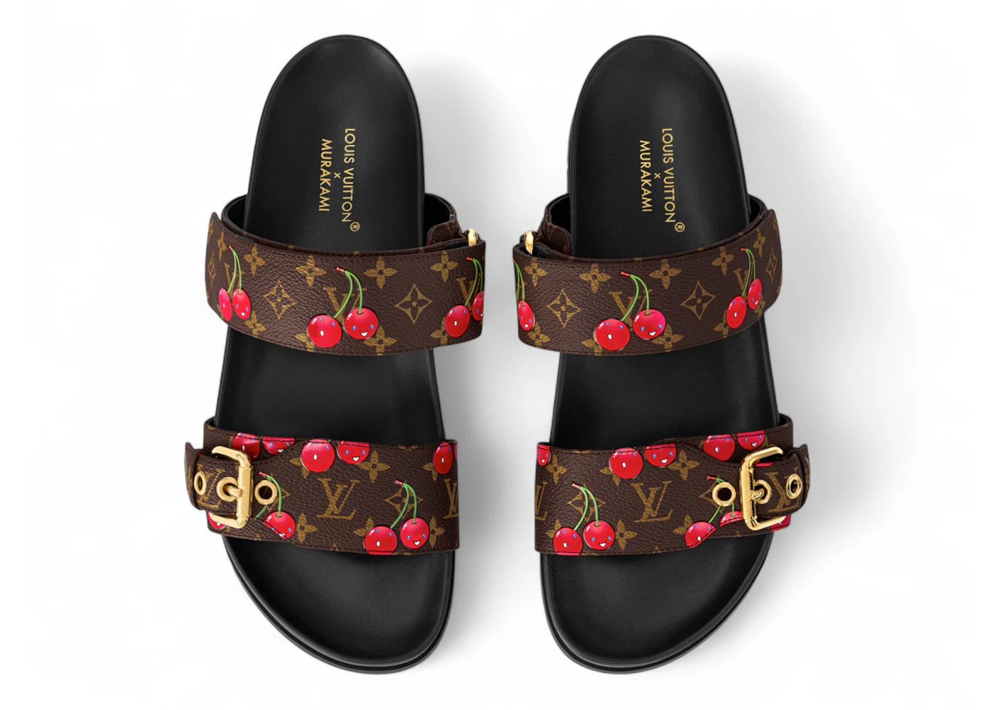 Louis Vuitton Cherry Bom Dia Flat Comfort Mule x Takashi Murakami Brown Monogram Cherry - 3