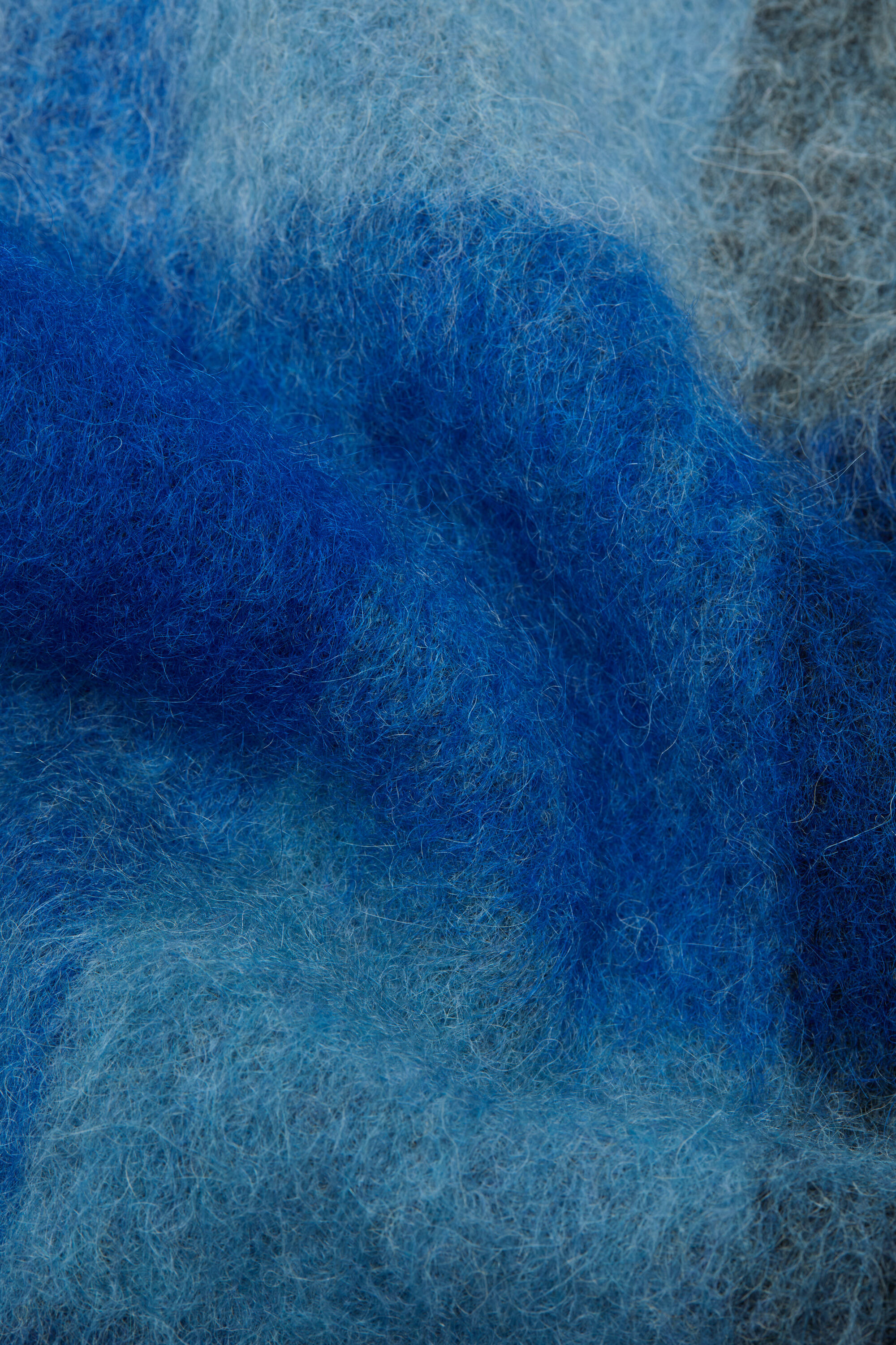Mohair checked scarf - Dark Navy/Black/Blue - 4