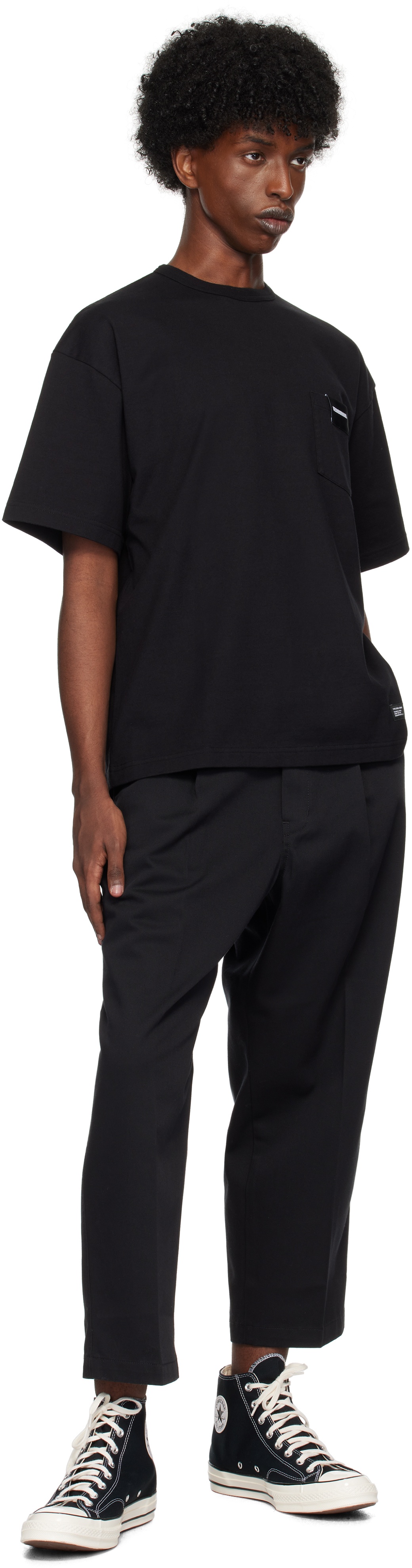 NEIGHBORHOOD Black Classic-P Crewneck SS T-shirt | REVERSIBLE