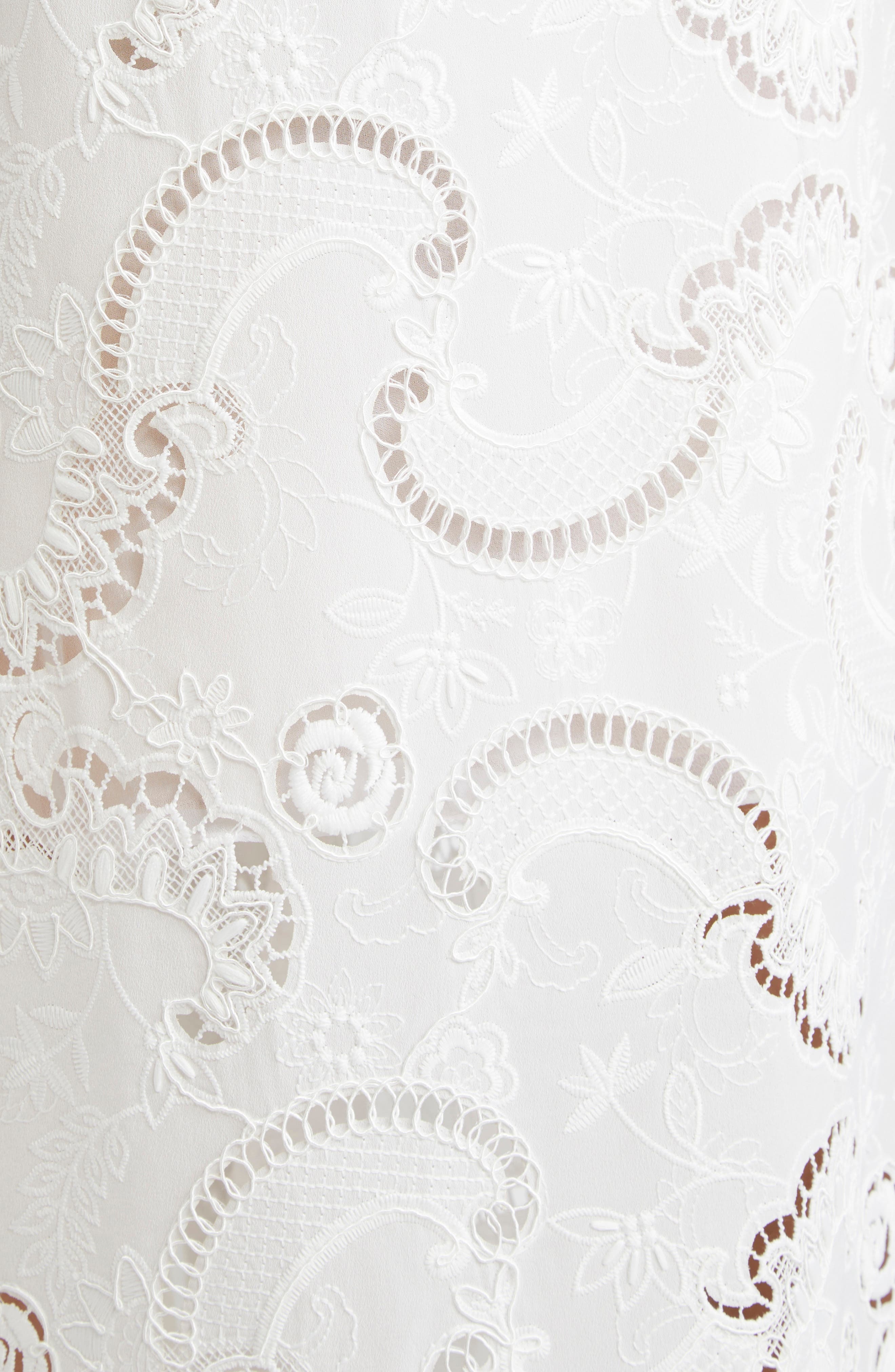 Oscar de la Renta Scroll Guipure Lace Dress in White at Nordstrom - 6