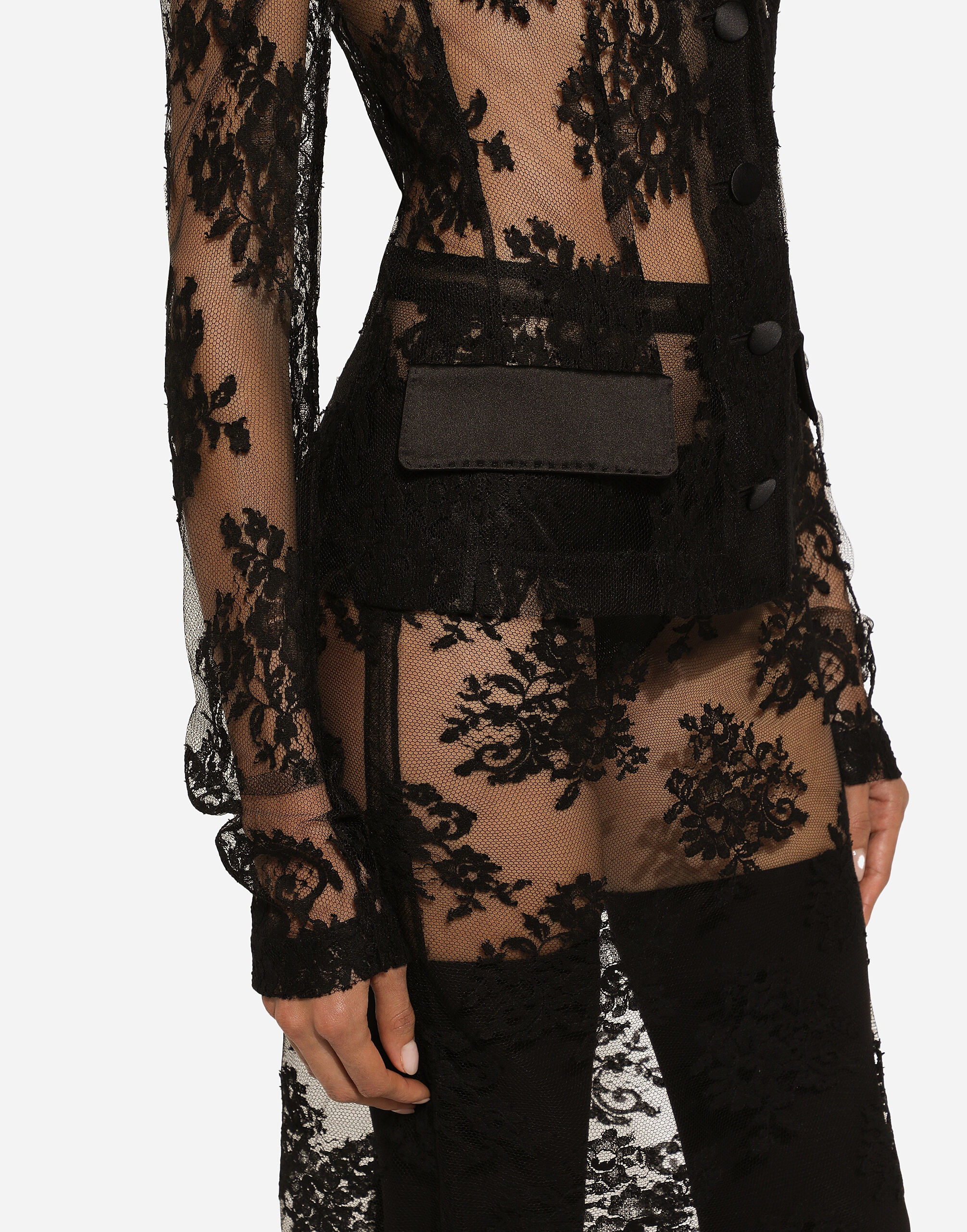 Floral lace jacket with satin details - 7