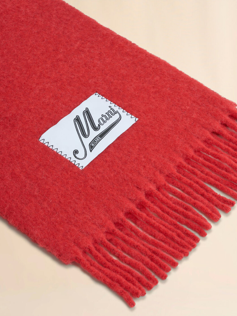 Marni RED BRUSHED ALPACA SCARF WITH FRINGES outlook