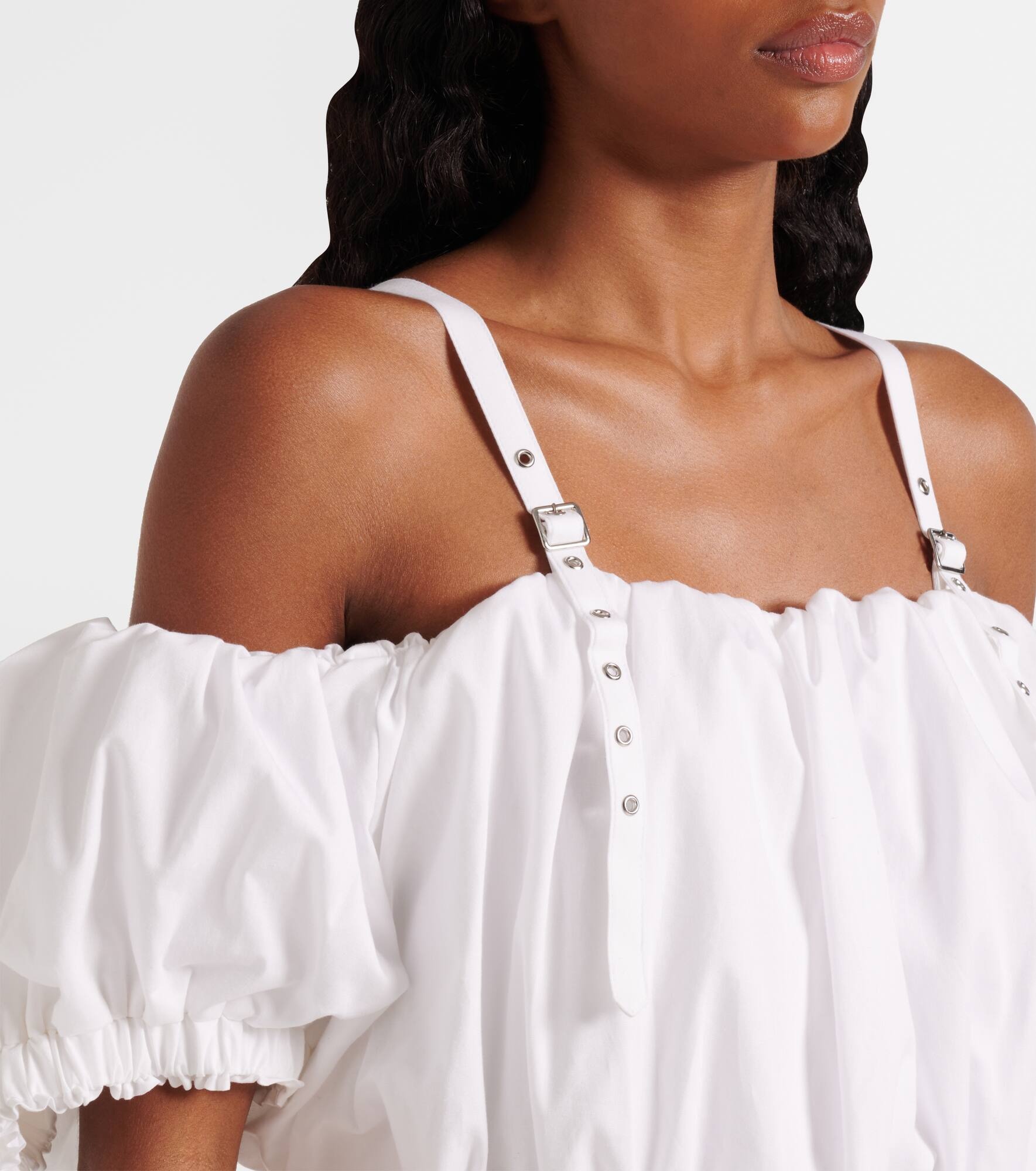 Off-shoulder cotton poplin midi dress - 4
