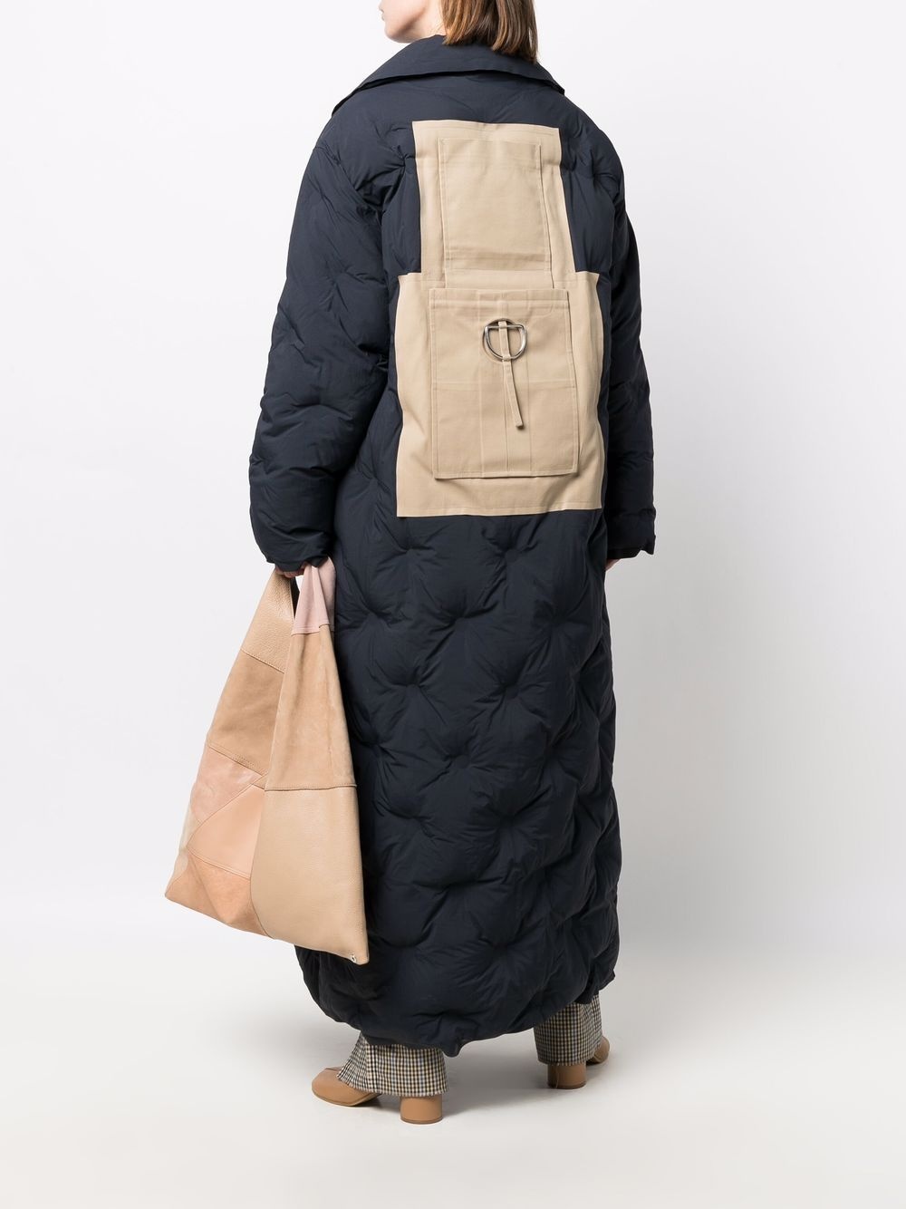 quilted colour-block coat - 2