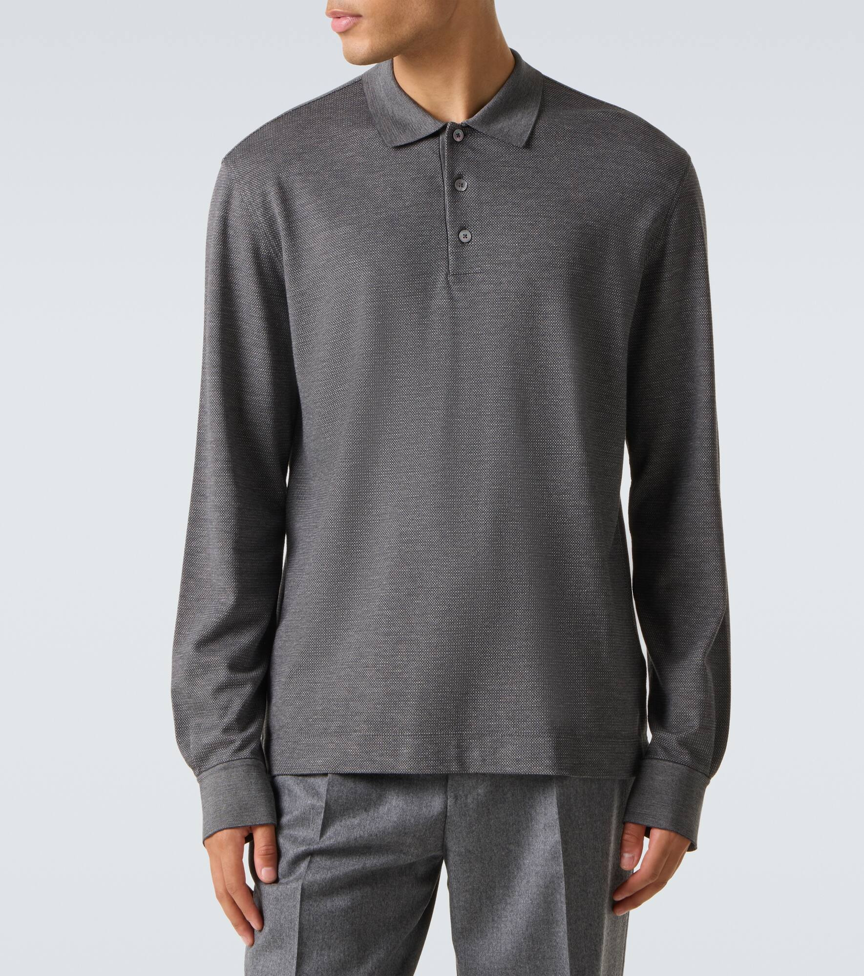 Cotton and silk polo shirt - 3