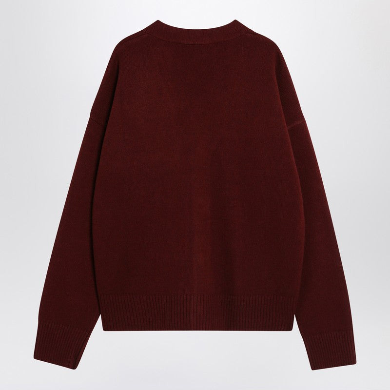 Ami Paris Cardigan Ami de Coeur cherry color in wool and cashmere - 2