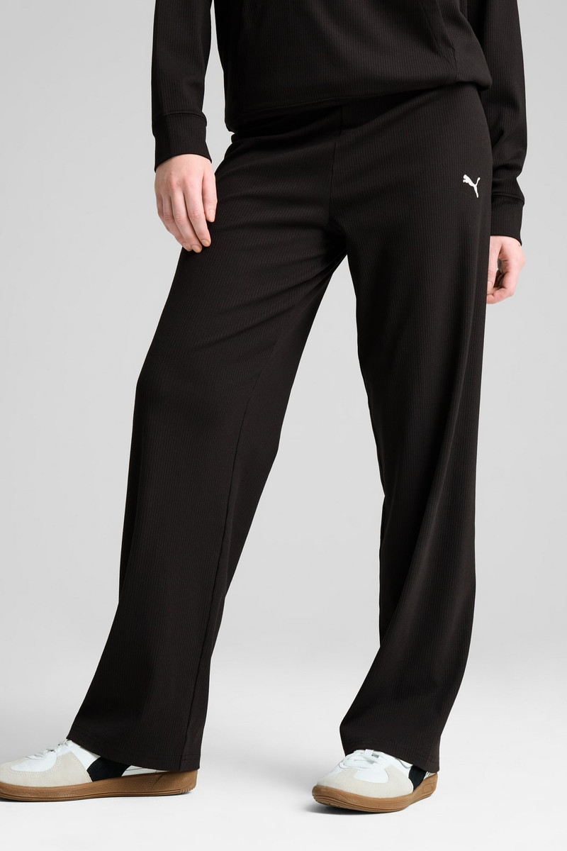 PUMA ESS ELEVATED High-Waist Straight Leg Rib Pants Women outlook