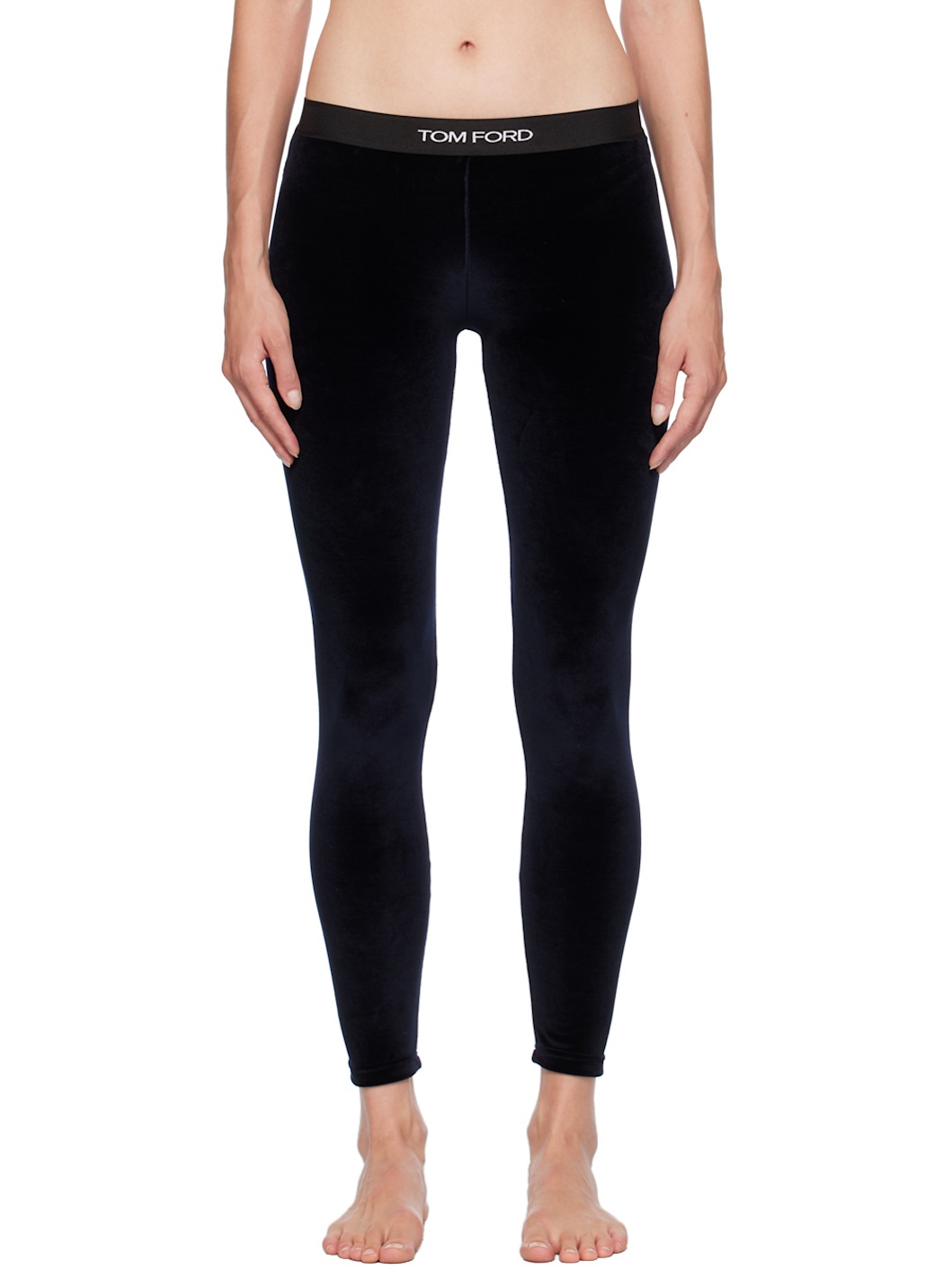 Navy Jacquard-Logo Leggings - 1