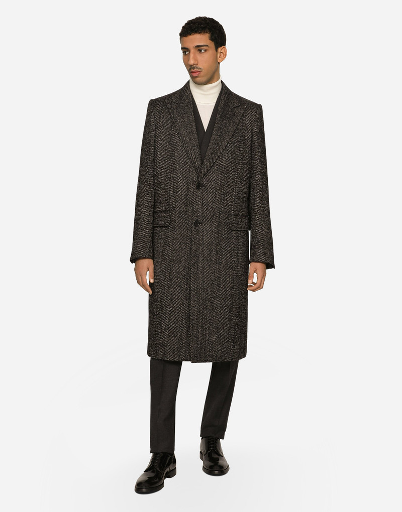 Dolce & Gabbana Single-breasted herringbone alpaca wool coat outlook