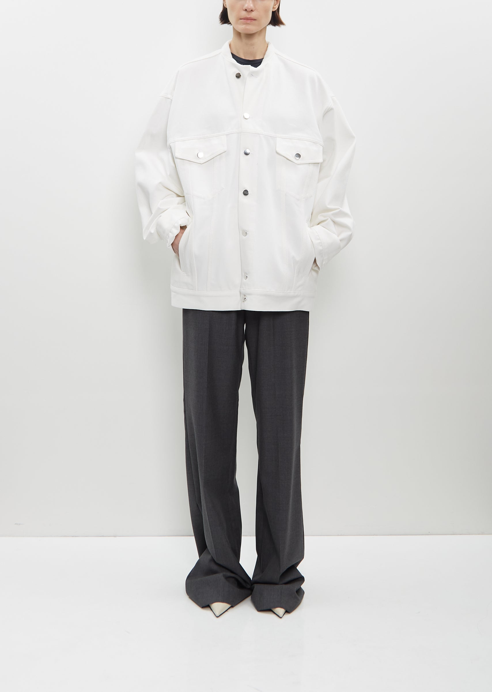Denim Jacket with Inserted Collar - 4