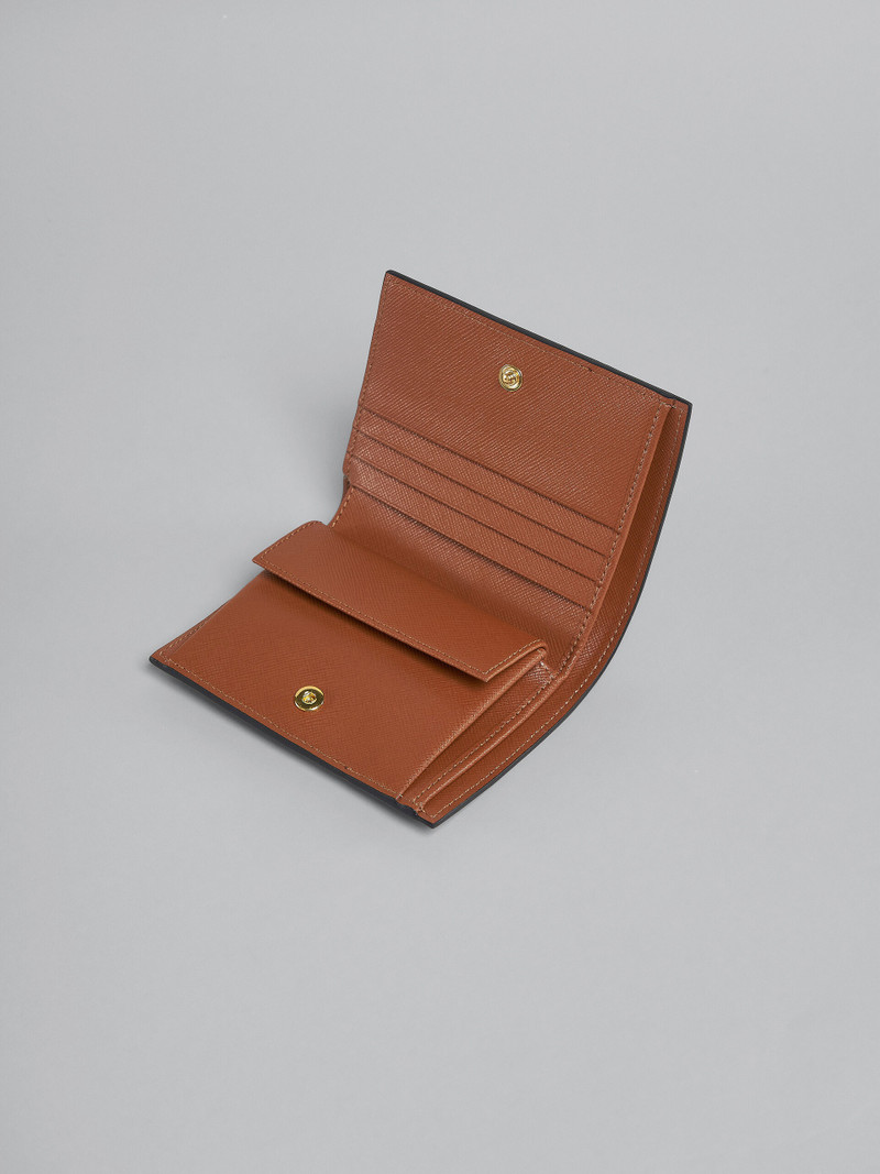 Marni PURPLE GREY AND BROWN SAFFIANO LEATHER BI-FOLD WALLET outlook