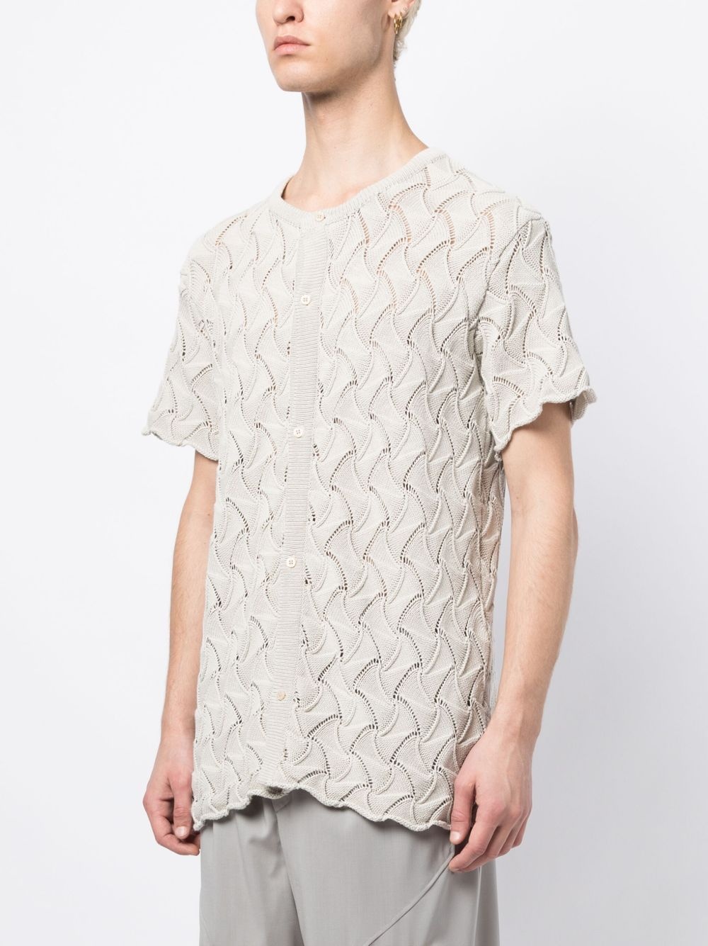 Wave short-sleeve cotton cardigan - 3