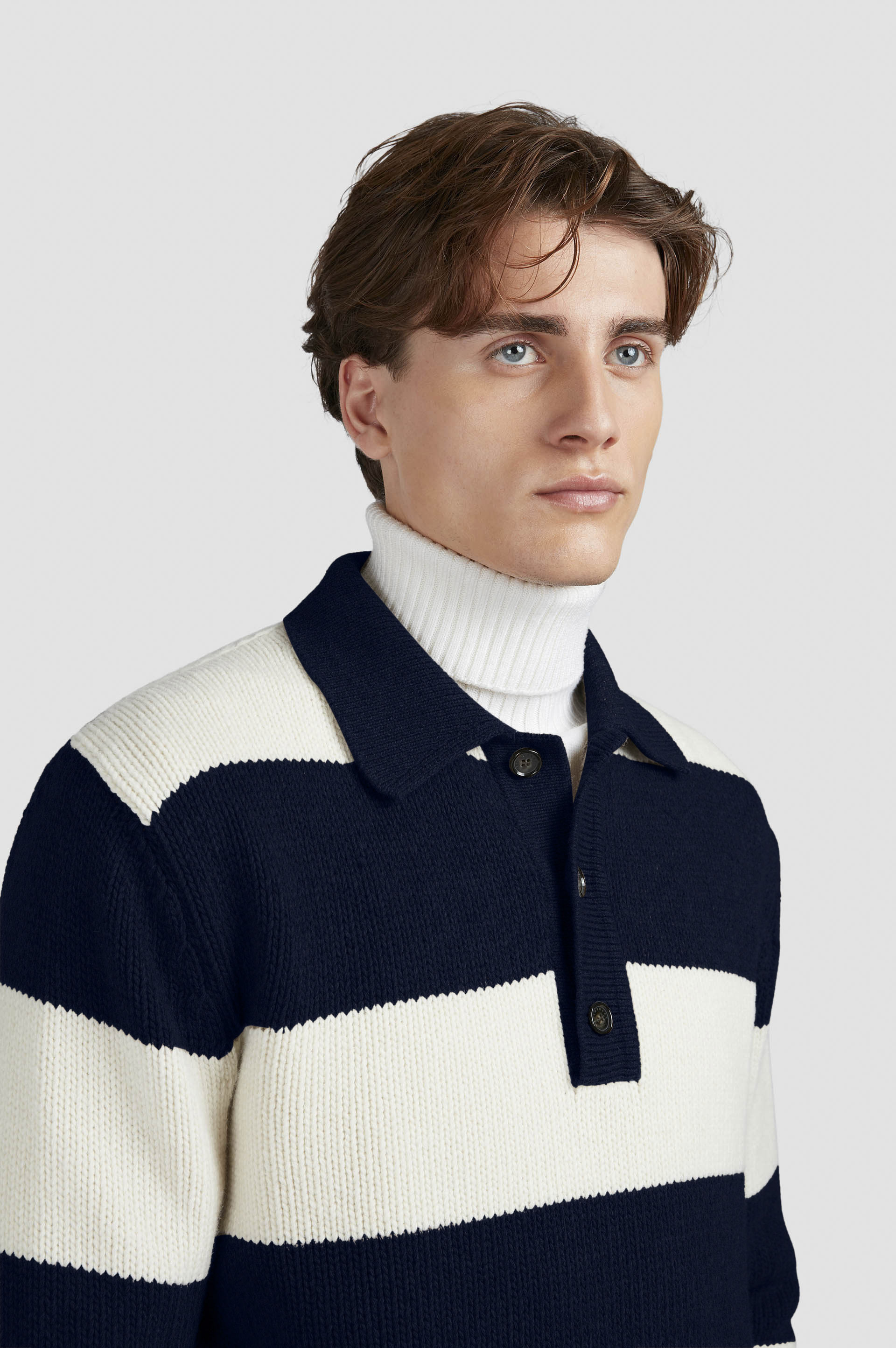 STRIPED RE-WOOL POLO SHIRT - 4