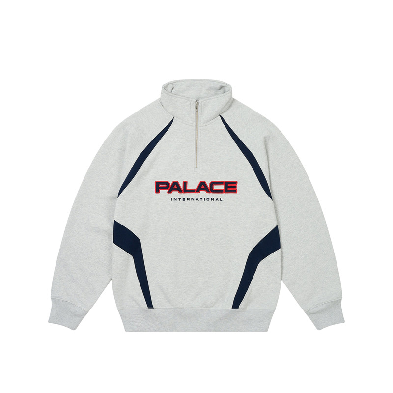 PALACE INTERNATIONAL 1/4 ZIP GREY MARL - 1
