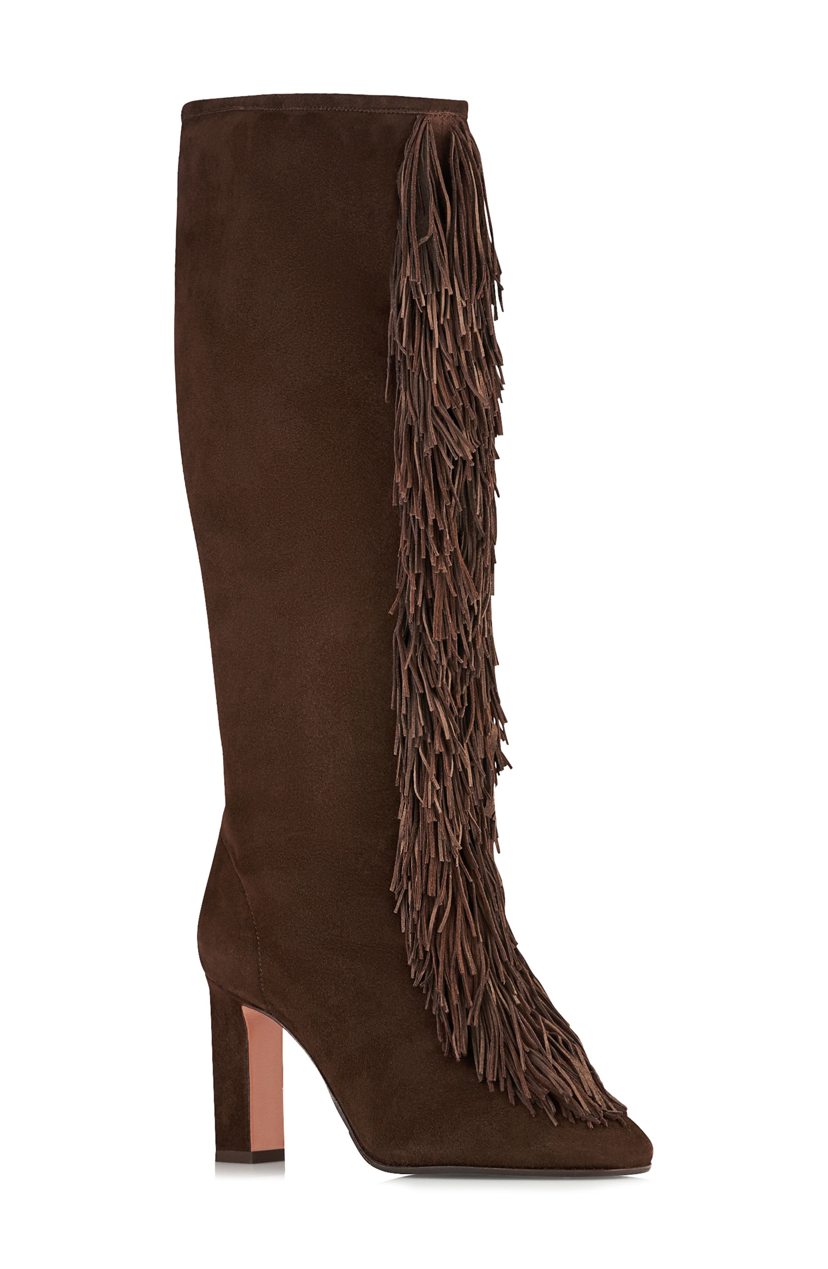 Aquazzura Gytane Fringe Front Knee High Boot in Espresso at Nordstrom - 1
