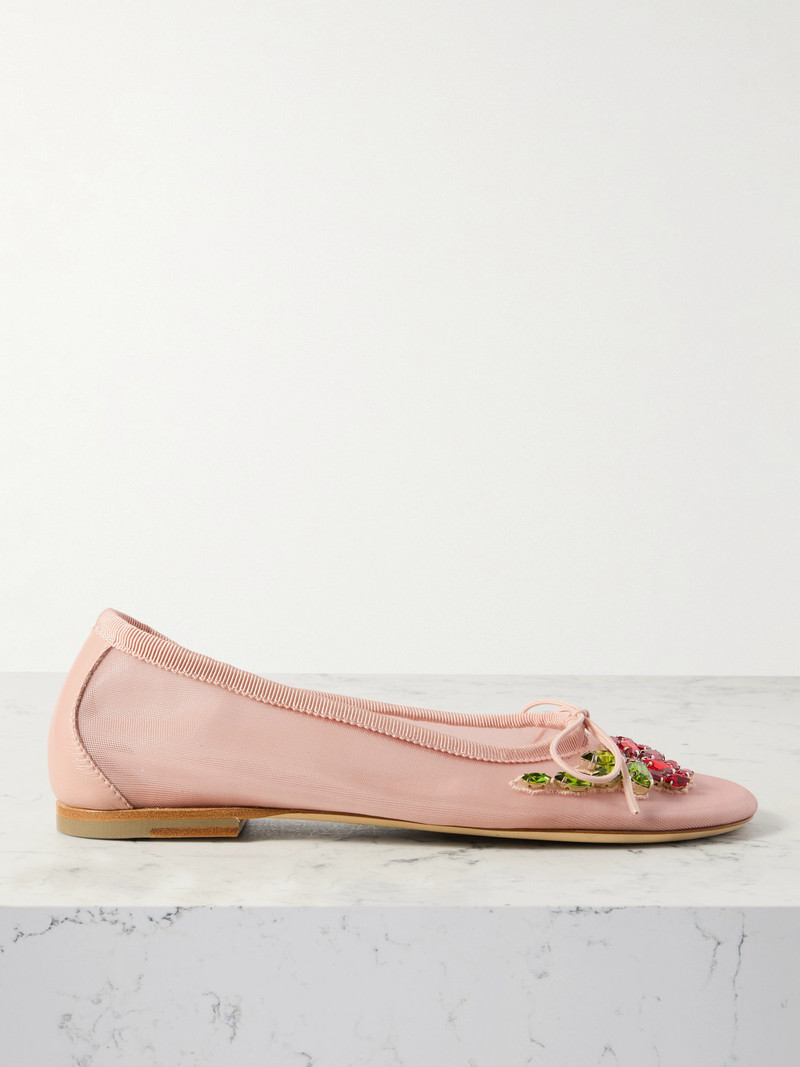 Crystal-embellished Mesh Ballet Flats 1