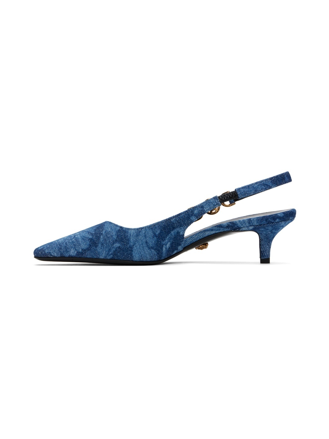 Blue Barocco Denim Heels - 3