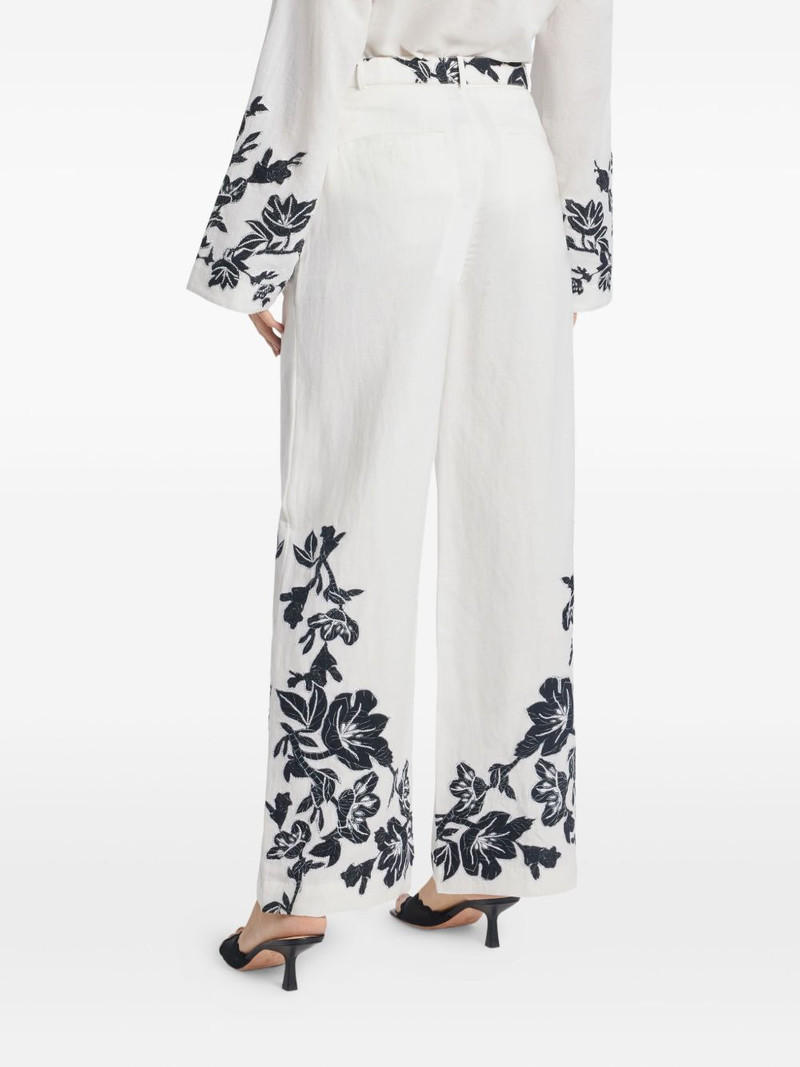 Ahi floral-embroidered belted trousers 4